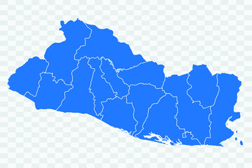 El Salvador Map. blue Color on Backgound png
