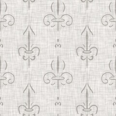 French fleur de lis royal lily seamless pattern. Farmhouse cottage background. Lilies lys flower flourish motif allover rustic damask. © Limolida Studio