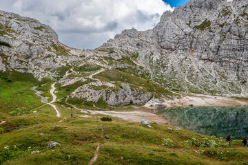 Dolomites. Monte Civetta and the Coldai lake. Dream summer
