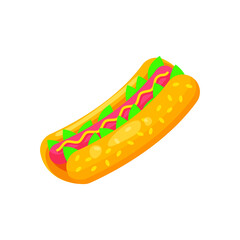 Abstract Flat Fast Food Hot Dog Meal Background Vector Design Style Cooking, Breakfast