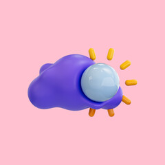 realistic cartoon look cloud sun day weather icon 3d render concept for website and app symbol