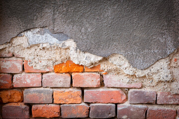 Old brick wall torn