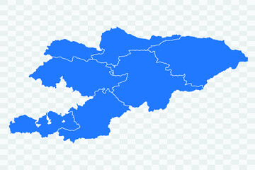  Kyrgyzstan Map blue Color on Backgound png