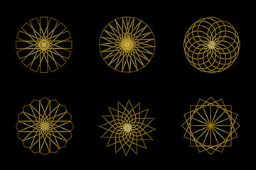 Set of Golden Geometric Islamic Ornamen