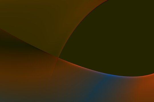 Abstract illustration of the intersection of a multicolored group of waves and waves of the spectrum gradient in an olive green background