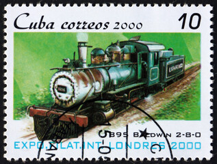 Postage stamp Cuba 2000 locomotive 1895 Baldwin 2-8-0