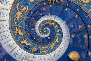 Fototapeta na wymiar Astrological background with zodiac signs and symbol.
