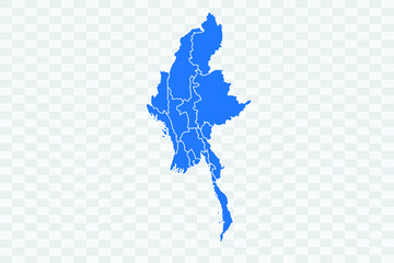 Myanmar Map blue Color on Backgound png