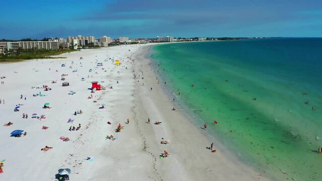 Siesta Key Beach, Gulf of Mexico, Aerial Flying, Florida, Amazing Landscape