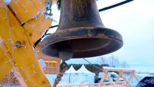 musical instrument. ringing metal bell close up.