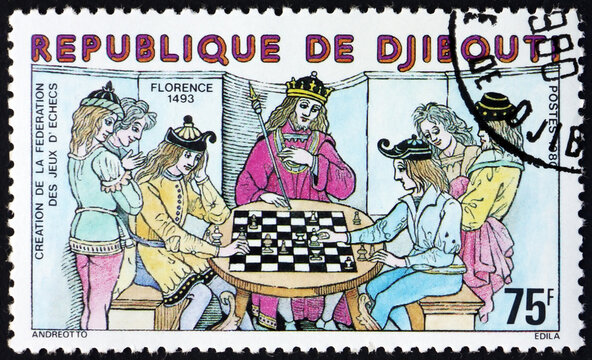 Postage stamp Djibouti 1980 chess game, Florence 1493