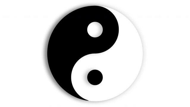 Yin Yang symbol, isolated on transparent background with alpha channel. Animation of seamless loop.