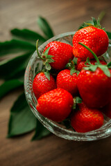 Strawberries in a vase. Still life of berries. Strawberry.