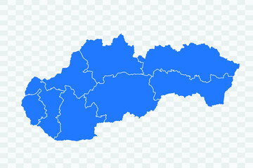 Slovakia Map blue Color on Backgound png