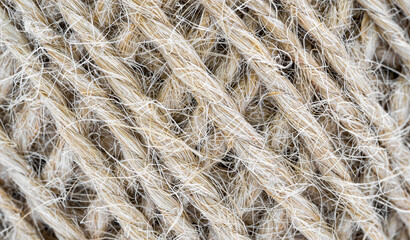 Macro texture of twisted rope wrapped in a ball