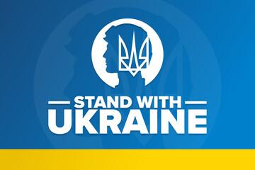 Stand with Ukraine. Template for background, banner, poster with text inscription. Vector EPS10 illustration.
