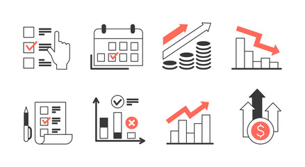 Fiscal year set of icons