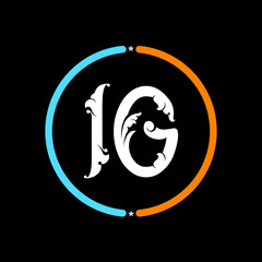 IG  Letter Logo. black background.
