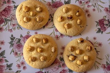 Obraz na płótnie Canvas Close-up of homemade chocolate-filled cookies