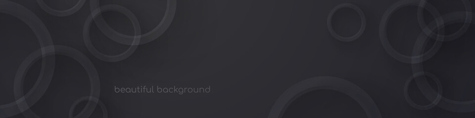 Banner with abstract circle on black background. Minimalism. Vector illustration for card, design, flyer, poster, article, banner, web, advertising.