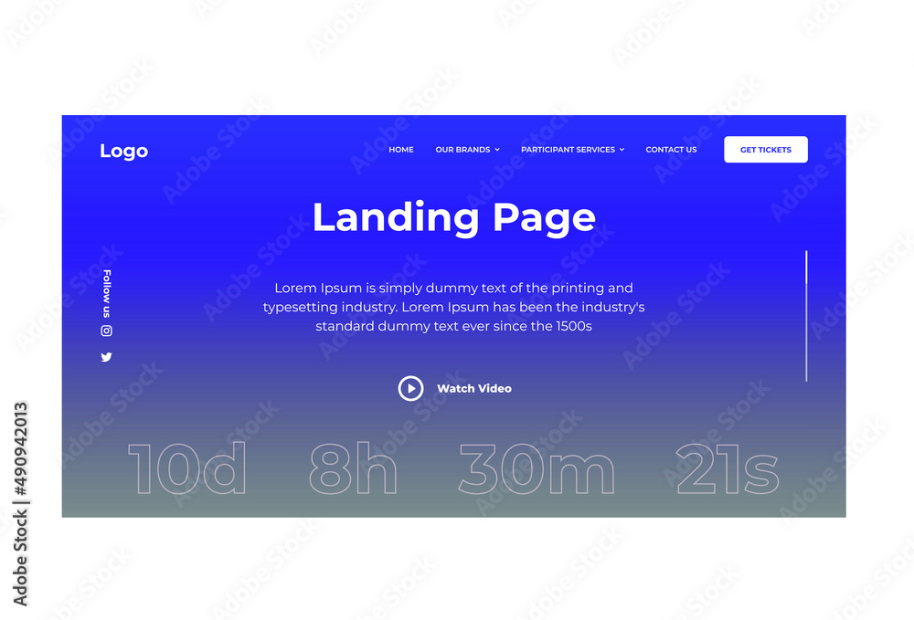 Poster landing page vector icon. editable stroke. symbol in line art style for design, presentation, websit