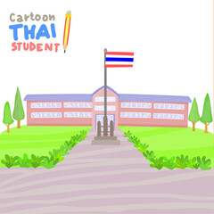 Obraz premium Cartoon school on background.
