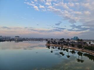 sunset over the river