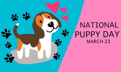 Vector graphic of national puppy day for national puppy day celebration. flat design. flyer design. flat illustration. March 23
