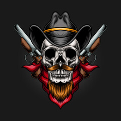 cowboy skull head mascot vector illustration