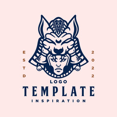 werewolf template logo with a woman's head. vector