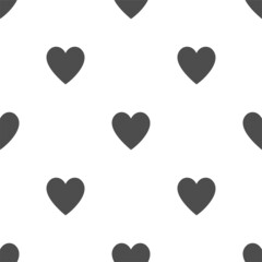 Heart icon seamless pattern. Outline vector love signs. Gray heart shape.