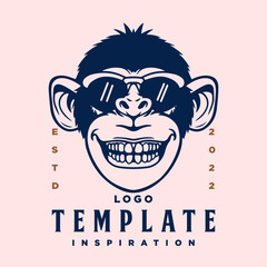 gorilla template logo in glasses style. vector