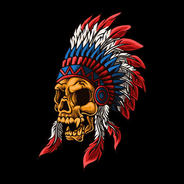 indian skull head mascot vector illustration