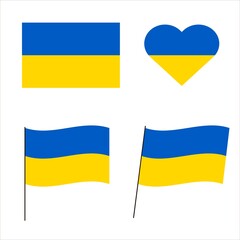 Ukrainian flag. Set of vector images of the national flag of Ukraine. Ukrainian flag symbol.