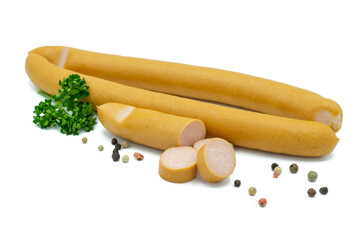 Wiener sausages isolated on white background