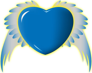 Blue and yellow heart with wings (Ukrainian colors is force)