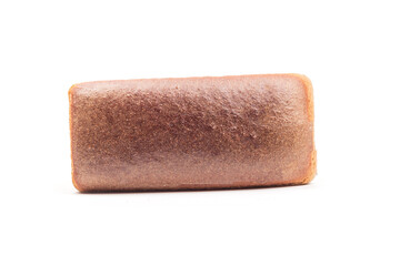 black bread in the shape of a brick in retro, vintage style. the background is white.