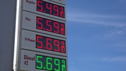 2022 - due to inflation and the war in Ukraine, gas prices reach all time highs at the pump. - Powered by Adobe