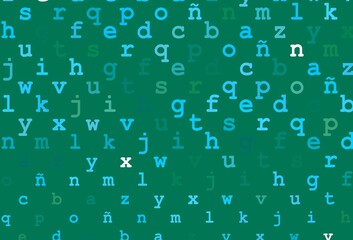 Light blue, green vector texture with ABC characters.