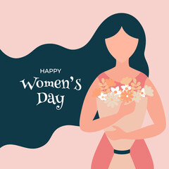 Happy Women's Day. Post for social media.