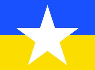 Obraz premium Ukraine star flag in shape. Ukrainian national symbol. banner ribbon vector.