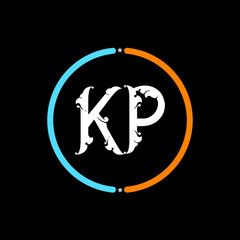 KP  Letter Logo. black background.