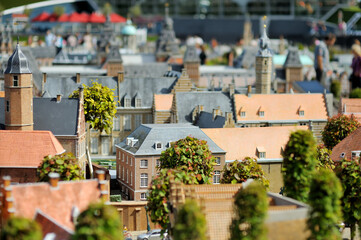 Miniature old Dutch houses at Madurodam miniature park, The Hague, Netherlands