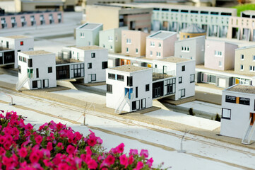 Miniature modern Dutch houses at Madurodam miniature park, The Hague, Netherlands