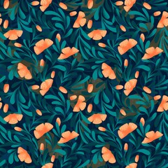 seamless pattern with abstract print. Botanical ethnic design for fabric, textile, wallpaper and packaging 
