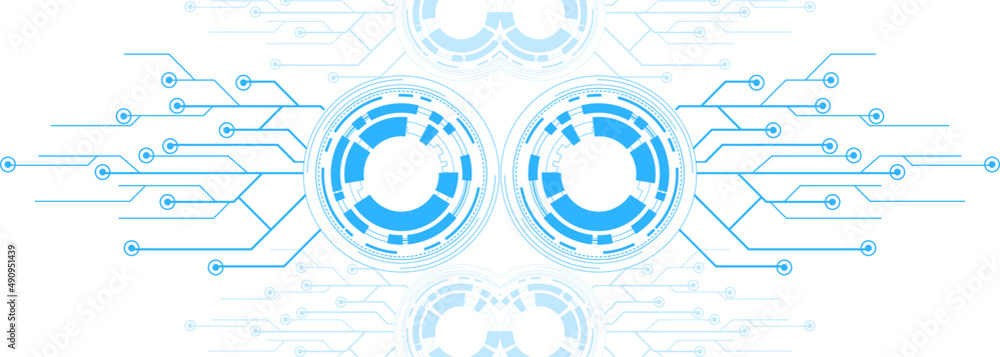 Poster circuit board, high computer color background. modern futuristic engineering science technology back