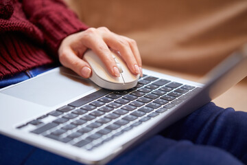 Beautiful woman relaxing at home with notebook