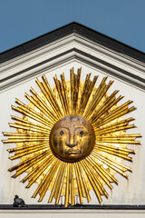 Lille, France, February 28, 2022. The history of the “Soleil d’Or” dates back to the 19th century, the owner of the building, a goldsmith, decorates the facade with a gilded copper sun.