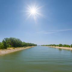 irrigational channel at the sunny day