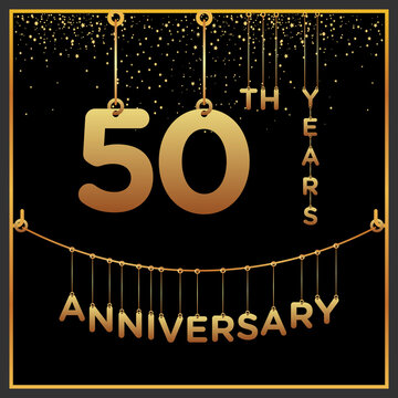 50th years anniversary, vector design for anniversary celebration with gold color on black background, simple and luxury design. logo vector template